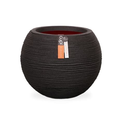 Capi Pot à fleurs Nature Rib rond 40 x 32 cm noir KBLR270 424217