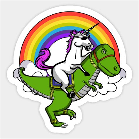 Unicorn Riding T Rex Dinosaur Unicorn Riding Dinosaur Sticker