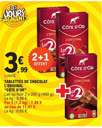 Promo TABLETTES DE CHOCOLAT L ORIGINAL CÔTE D OR chez E Leclerc