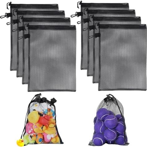 Sac En Maille Noire En Nylon Portables Sacs Maille Avec Cordon Lot De