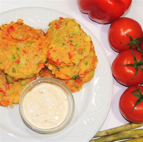 These Vegetable Fritters Are Made With Carrots Asparagus Bell Pepper