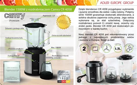 Camry CR 4058 Blender Kielichowy Z Rozdrabniaczem Blender Opinie I