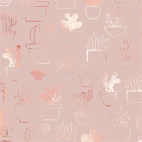 Cacti Rose Gold Stock Vector Illustration Of Decorative 159831328