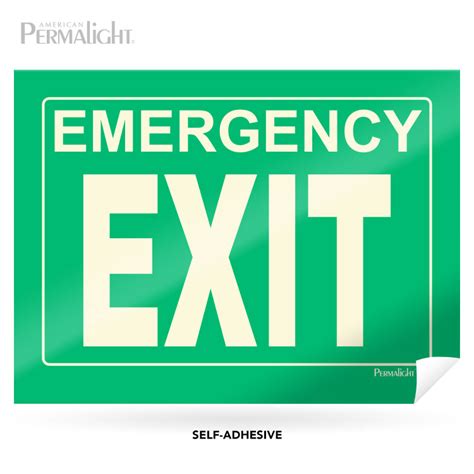 Emergency Exit Sign Self Adhesive Photoluminescent Lettering 14 In X 10 In American