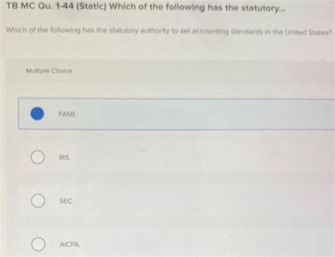 Solved TB MC Qu 1 44 Static Which Of The Following Has Chegg