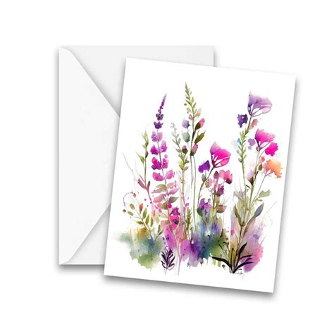 Watercolor Wild Flower Cards Set Of Blank Note Cards All Occasion