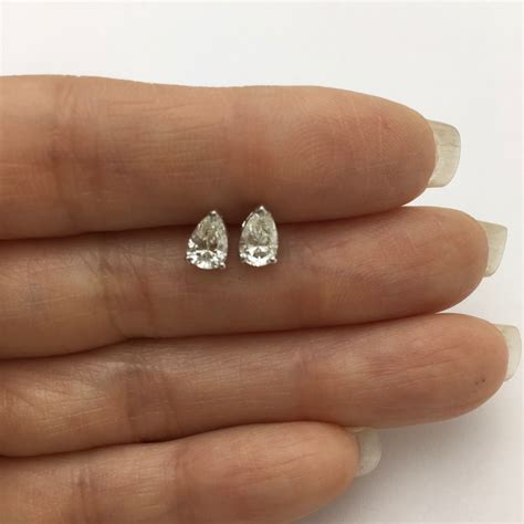 1 Carat Diamond Stud Earrings Pear Cut Teardrop Shape 14K Etsy