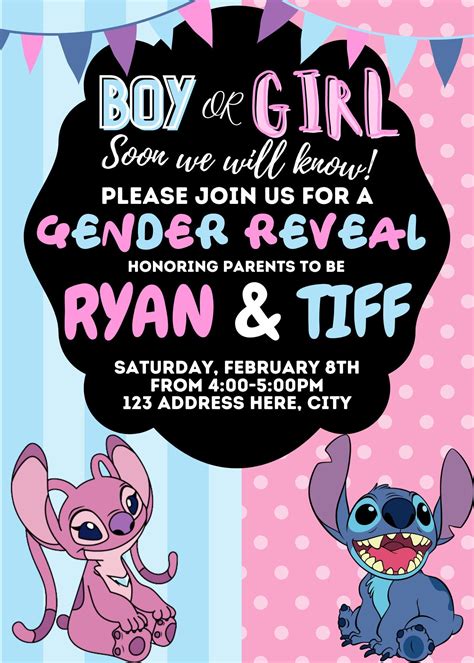 Gender Reveal Invitation Lilo And Stitch Gender Reveal Etsy