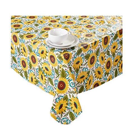 Autumn Sunflower Fall Vinyl Tablecloth PEVA Flannel Backed 52 X 90