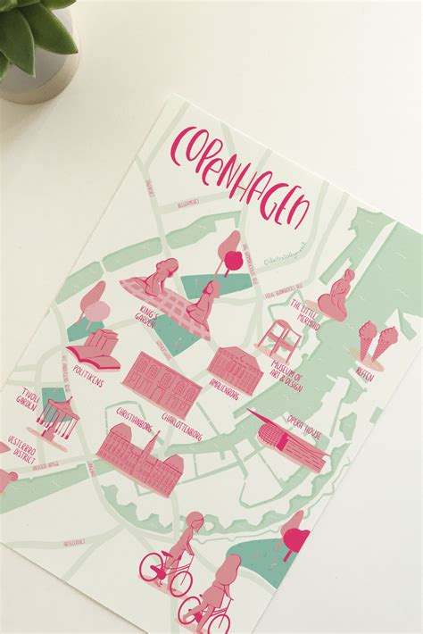 Copenhagen Map Illustration Print A Print With Eco Friendly Packaging