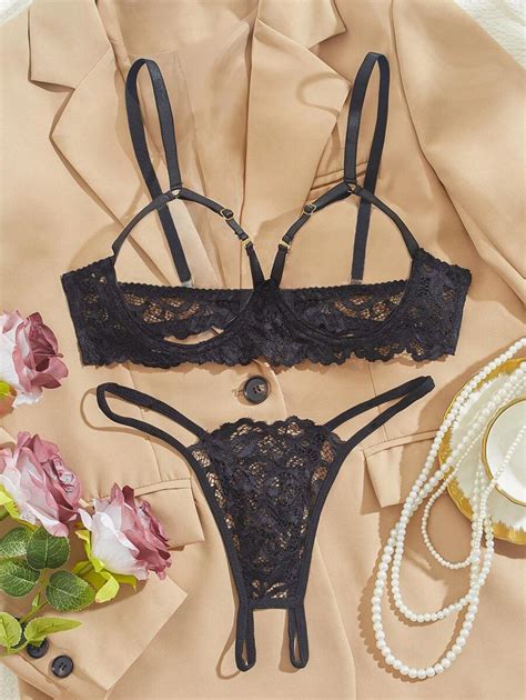 Sheer Lace Sexy Temptation Lingerie Set For Women Shein Usa