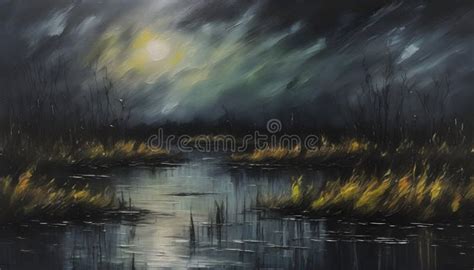 A Scary Swamp Landscape. Abstract Art. Stock Illustration ...