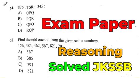 Question Paper Jkssb Female Supervisor Exam Reasoning Questions