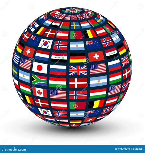 Globe With Flags Of The World Stock Vector Illustration Of North