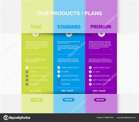 Product Features Schema Template Cards Three Services Feature Lists ...