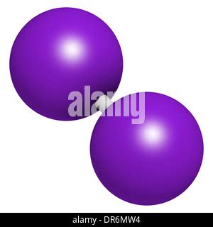 Iodine (I2) molecule. Solutions of elemental iodine are used as ...