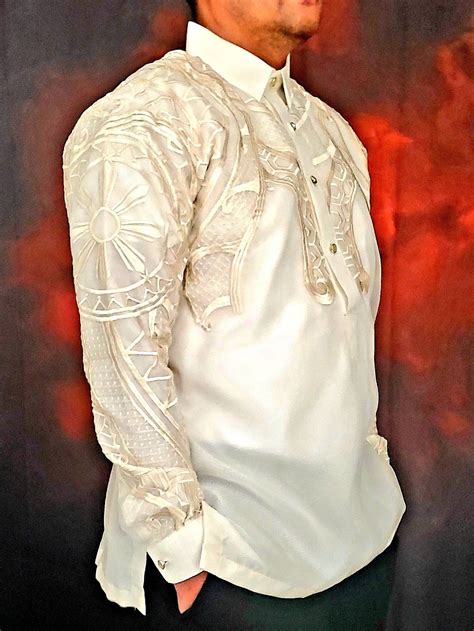 Barong Tagalog Tribal Style With Inner Lining Filipino National Costume