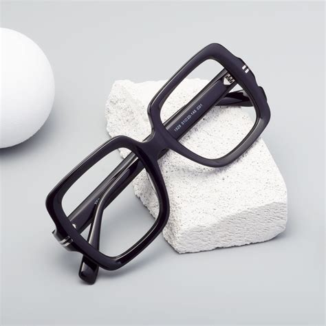 Black Narrow Oversized Square Eyeglasses - 1528