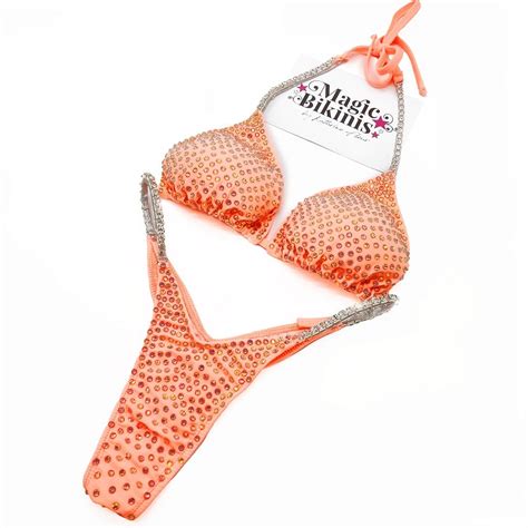 Competition Bikini No 183 NPC Peachy Lycra With Connectors Magic Bikinis Custom Competition