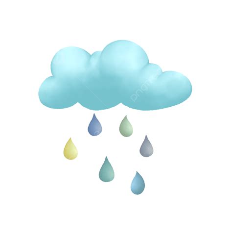 Watercolor Blue Cloud And Raindrops, Watercolor, Cloud, Raindrops PNG ...