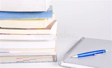 Stack Of Books Pen And Notebook Stock Image Image Of Note Page