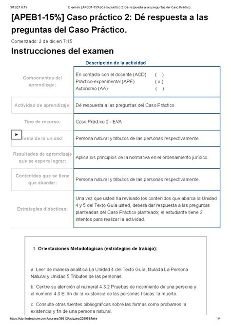 Apeb Caso Practico De Respuesta A Las Preguntas Del Caso Practico