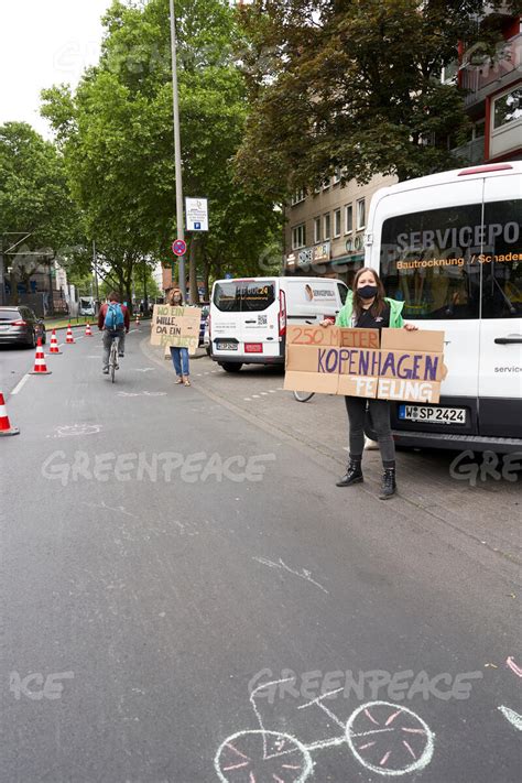 Greenpeace Group Action Day With Pop Up Bike Lane In Cologne