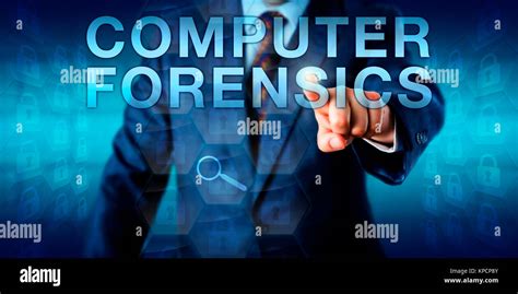 Forensic Expert Pressing COMPUTER FORENSICS Stock Photo Alamy