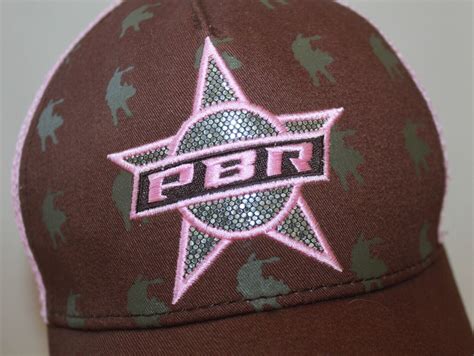 Professional Bull Riders PBR Hat Ladies Brown Pink St… - Gem