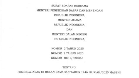 Menteri Keluarkan Surat Edaran Bersama Terkait Pembelajaran Di Bulan