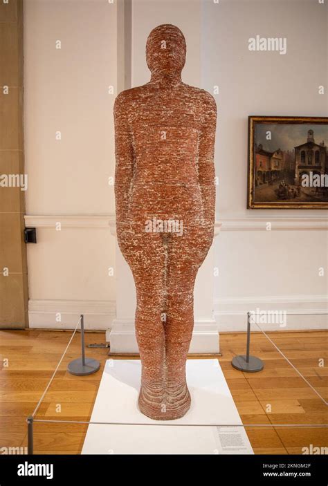 A Vertical Shot Of The Maquette For The Brick Man Sculpture By Anthony