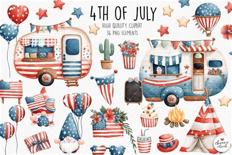 Watercolor Th July Clipart Independence Day