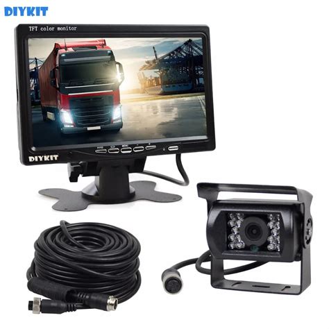 DIYKIT DC 12V 24V 7 Inch TFT LCD Car Monitor 4pin IR Night Vision CCD