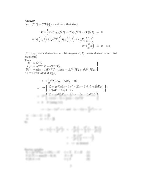 Solution Td Black Scholes Equation And A Down And Out Barrier Call