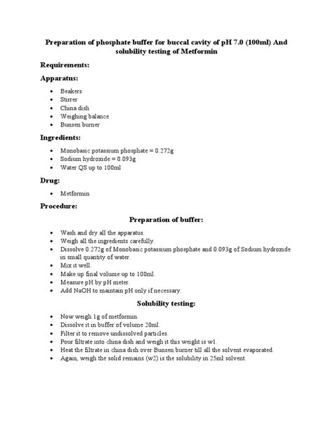 Preparation Of Phosphate Buffer For Buccal Cavity Of Ph 7 Pdf