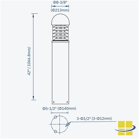 VENU 50w LED Louvered Round Dome Top Bollard Light