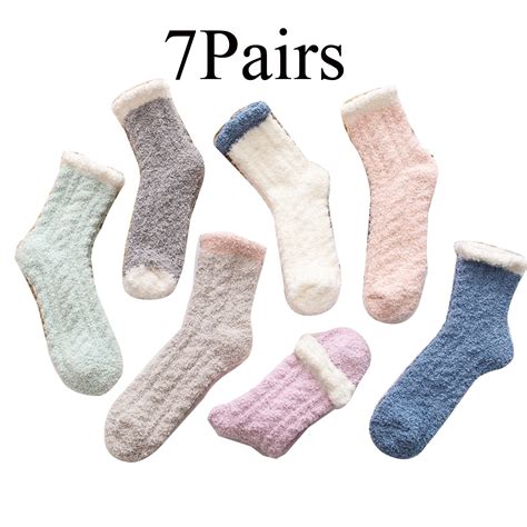 Women Fuzzy Socks 7pairs Fluffy Cozy Socks Female Socks