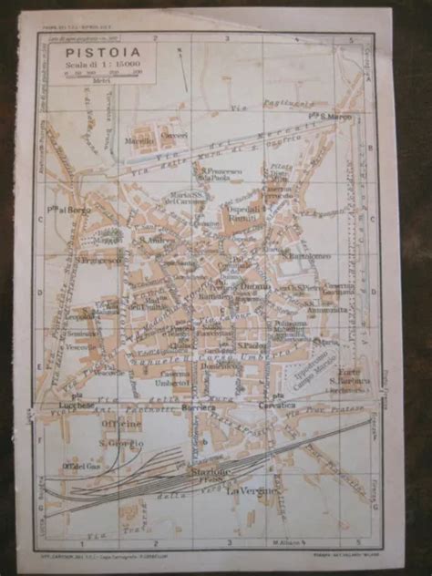 Stampa Antica Old Print Mappa Pianta Carta Topografica Toscana Pistoia