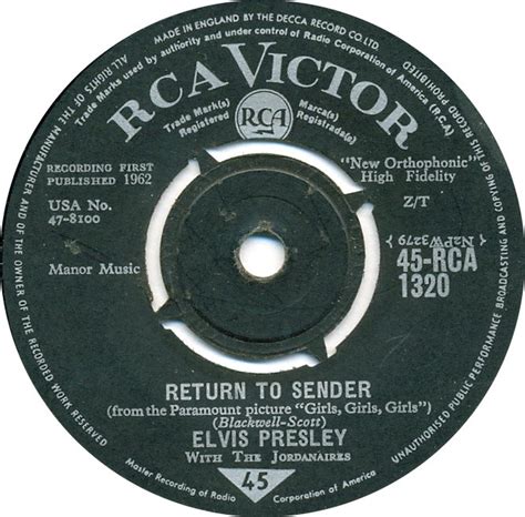 143 ‘return To Sender By Elvis Presley The Uk Number Ones Blog