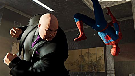 Spider Man Ps First Fight Against Wilson Fisk Gameplay Hard Youtube