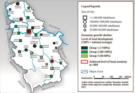 Economic growth/decline of urban areas in Serbia | Download Scientific ...