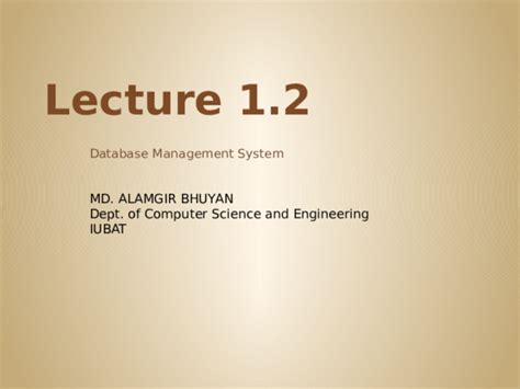 Ppt Dbms Lecture 2