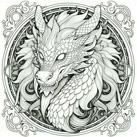 Art Nouveau Dragon Coloring Pages 26675709 Stock Photo At Vecteezy