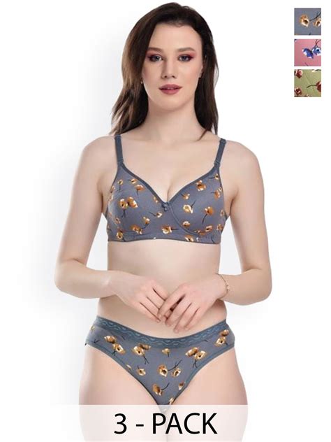Buy Arousy Pack Of Printed Cotton Lingerie Set Lingerie Set For Women Myntra