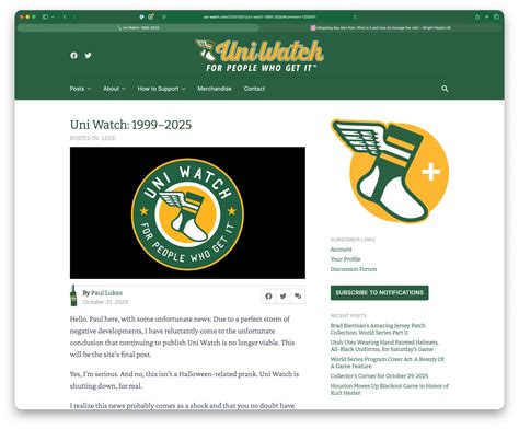 Uni-Watch is shutting down after 26 years. – tow.com