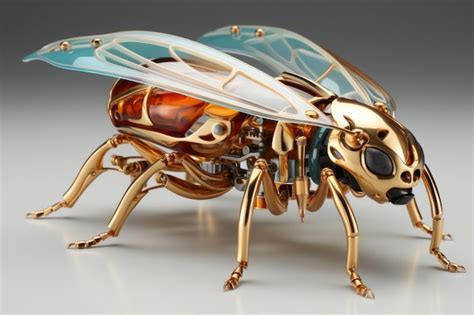 Obra Art Stica De Una Abeja Hecha De Metal L Quido Y Fondo Blanco