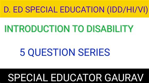 D Ed Special Education Ll Question Series Ll Paper St