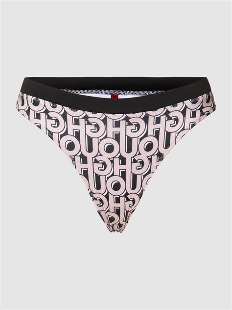 Kup online HUGO Figi bikini ze wzorem z logo na całej powierzchni model Retro ciemnoróżowy