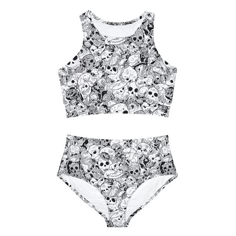 Gothic Bikini Witchy Swimsuit High Waisted Festival Outfit Rave Outfit Spooky Season Swimwear