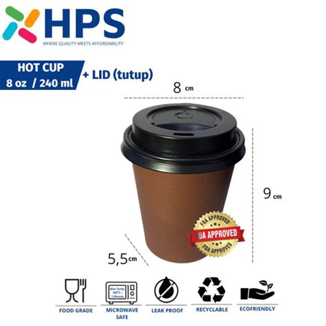 Jual Paper Hot Cup 8 Oz 240ml Gelas Kopi Kertas Polos Coffee Tahan Panas Hitam Kab